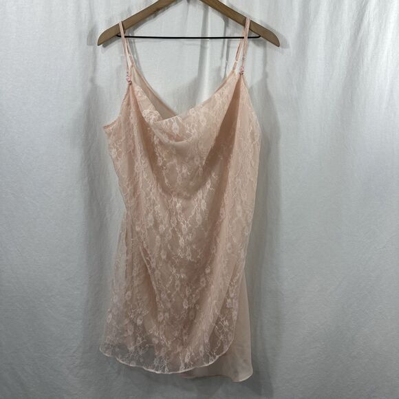 Urban Outfitters Vintage Pink Lace Side Slit Cowl Neck Slip Dress Womens Size 3X - Picture 1 of 10